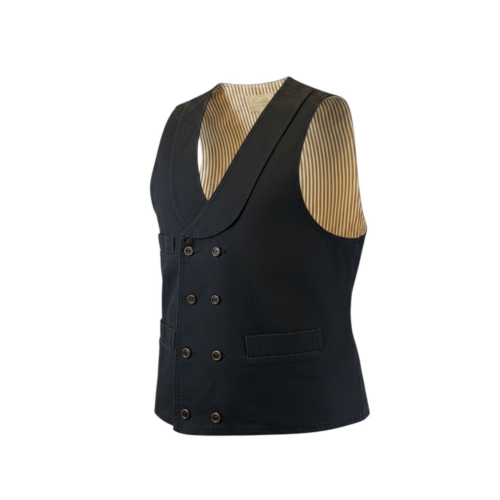 Scully Mens Double Breasted Western Vest Black Cotton Canvas Shawl Lapel RW150 L